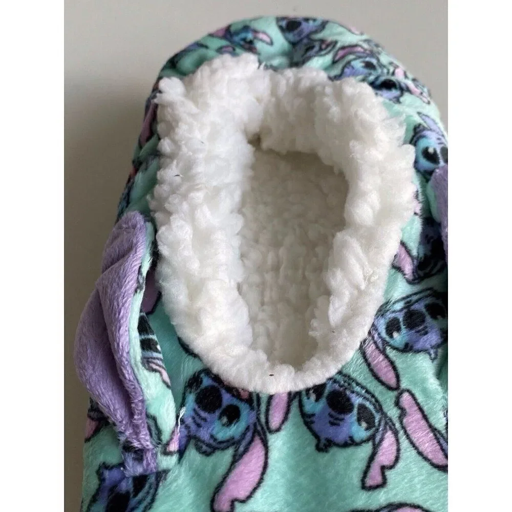 Disney Stitch Slipper Cozy Socks Disney Fuzzy Babba Faux Fur Women’s Sz 8-10 NEW